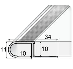 A81 Aluminium Stair Nosing Edge Trim – 34mm x 11mm x 10mm for Tiles
