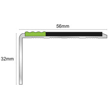 ASL01 Tredsafe 56x32mm Aluminium Non Slip Stair Nosing Edge Trim With Pvc Insert
