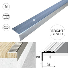 Aluminium Stair Nosing 25x20mm Anti-Slip Edge Trim S02