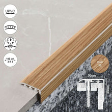 D-K0200 PVC Wood Effect Stair Nosing Edge Trim – 30 x 30mm UPVC Step Edge Protector