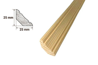 Pine Wood Smooth & Grooved Trim Moulding Strip Scotia Beading