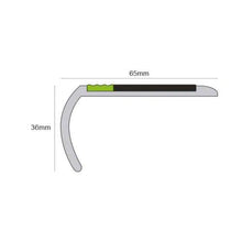 ASB 65 x 36mm  Non Slip Tredsafe Aluminator Slimline PVC Stair Nosing