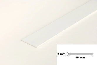 White PVC Plastic Bar Strip Roll Flat Architrave Trim Various Sizes