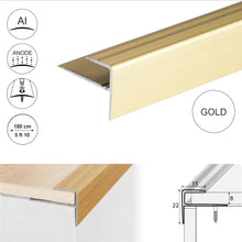 A60 15 x 22mm Push-In Anodised Aluminium Stair Nosing Edge Trim