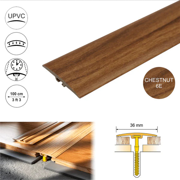 D-P0100 36mm PVC Wood-Effect Flat Door Threshold Strip