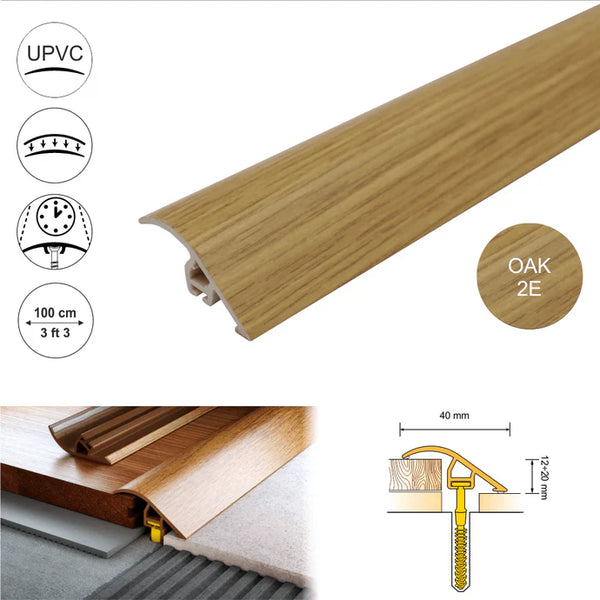 D-PS400 40mm PVC Wood-Effect Ramp Door Threshold