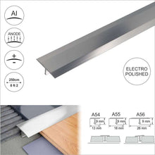 A55 18mm Anodised Aluminium T-Bar Threshold Strip for Tile Transitions