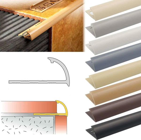 PVC Round Edge tile trim in 8, 10, or 12.5mm depth. 2.5m length. Ideal for tile edges, borders, or floor transitions. Clean, durable finish for wall or floor use.