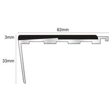 NXFS06 Aluminium Rakeback Stair Nosing – 62mm x 33mm Safety Profile
