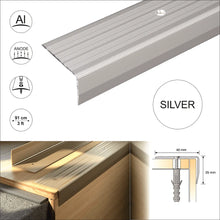 S05 40x 25mm Anodised Aluminium Non Slip Ribbed Treads Stair Nosing Edge Trim
