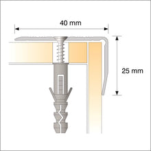 S05 40x 25mm Anodised Aluminium Non Slip Ribbed Treads Stair Nosing Edge Trim