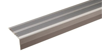 SA11 40 x 20mm Anodised Aluminium Self Adhesive Non Slip Rubber Stair Nosing Edge Trim With Insert