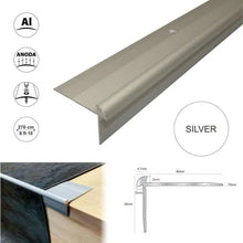 TVC -40 x 26mm Anodised Aluminium LVT Stair nosing Edge Profile For 3mm Flooring